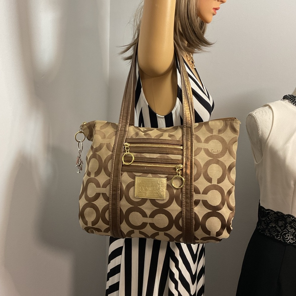 Authentic Coach Vintage Y2K Poppy Glam Signature Tote Bag